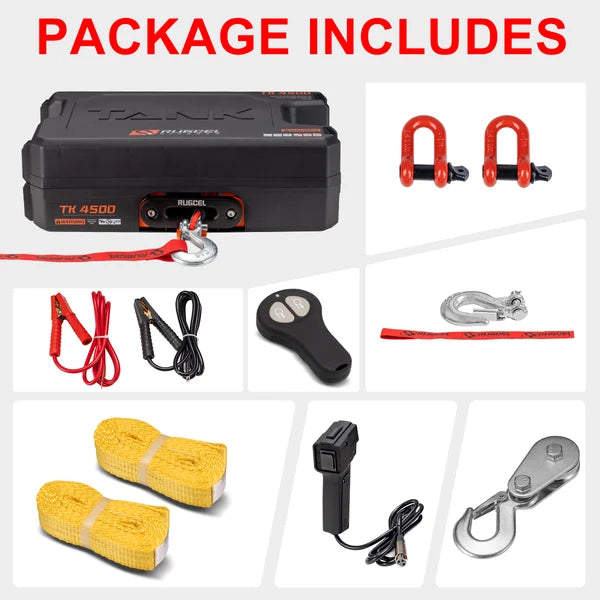 RUGCEL 4500LB 12V Portable Electric Utility Winch